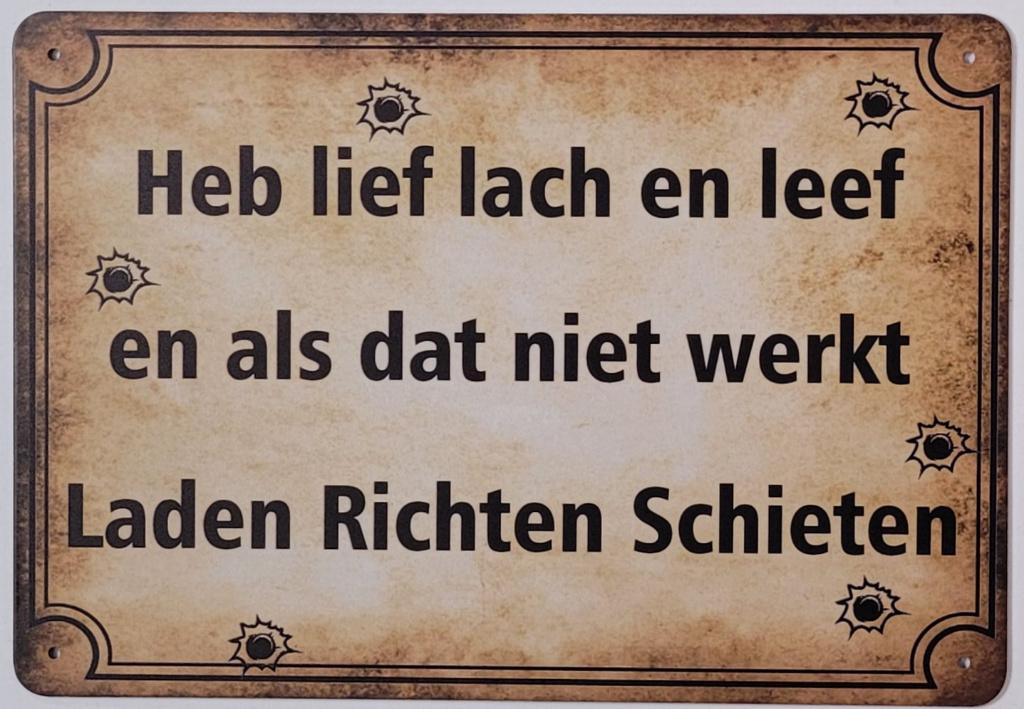 Lief laden richten schieten reclamebord van metaal wandbord, Info@deconoord.nl, Deco Noord, Nieuw, Ophalen of Verzenden