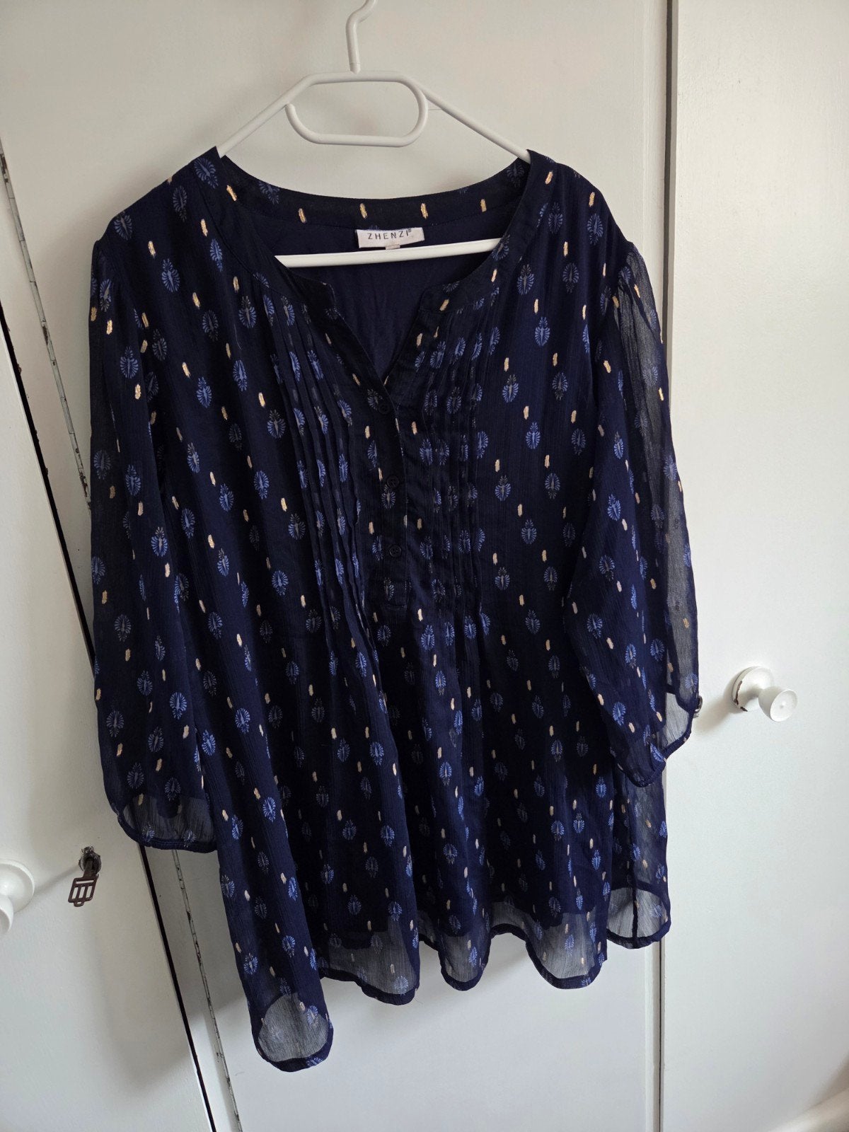 Zhenzi Tuniek / Blouse XL blauw goud, Zhenzi, Blauw, Blouse of Tuniek, Ophalen of Verzenden