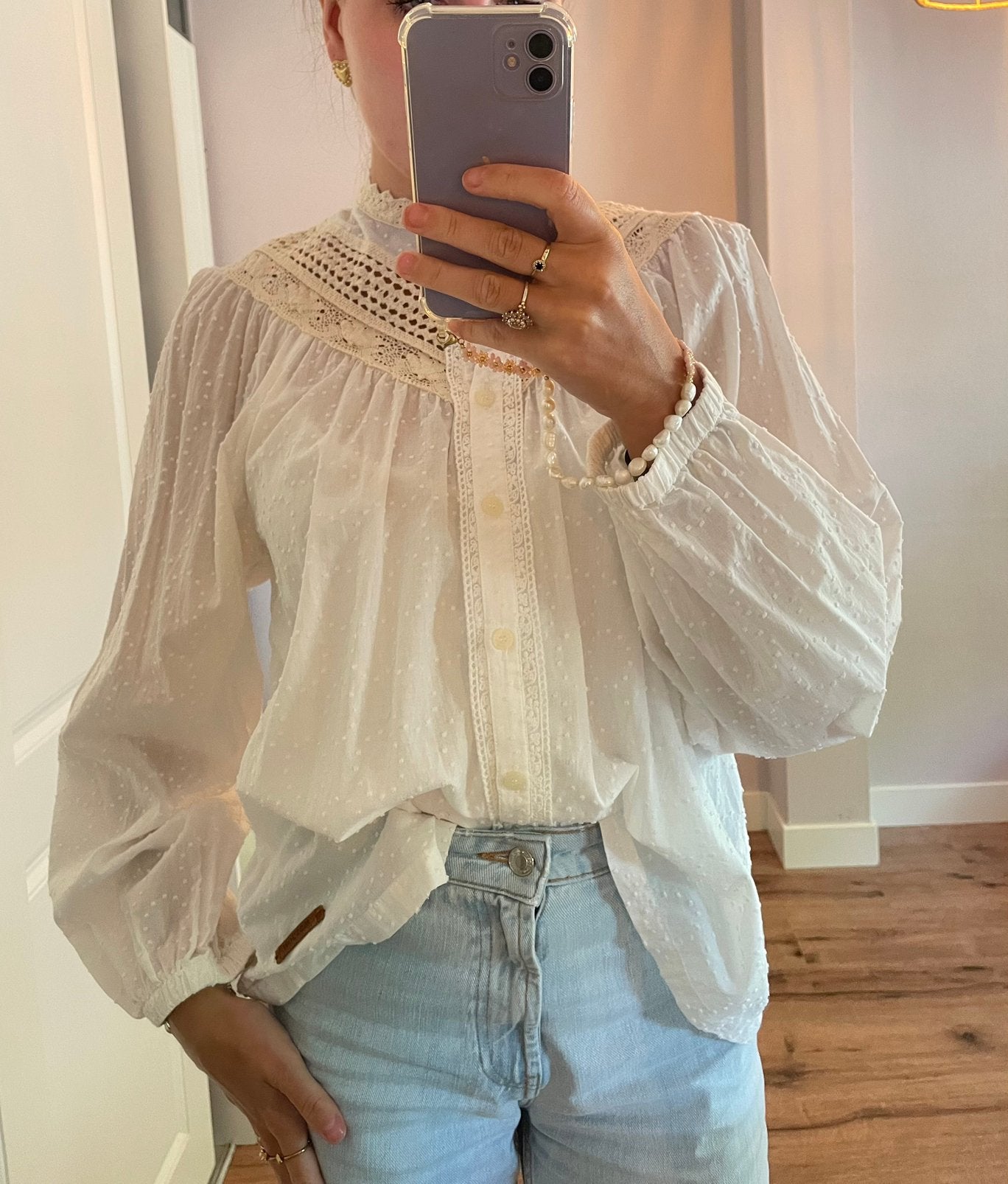 Moscow blouse Annes gebrokenwit maat M, Verzenden, Zo goed als nieuw, Maat 38/40 (M), Wit