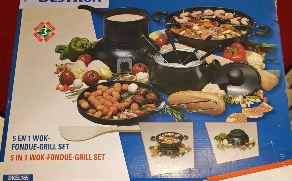 Bestron 5-in-1 Wok, Fondue & Grill Set - DKEL165, Ophalen of Verzenden, Nieuw, Elektrisch, Fondueset