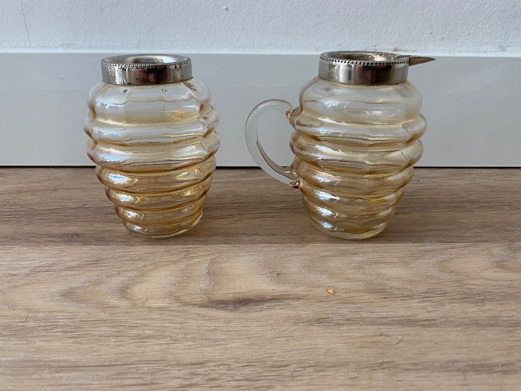 Design melk en suiker setje, Gebruikt, Overige typen, Ophalen of Verzenden, Glas