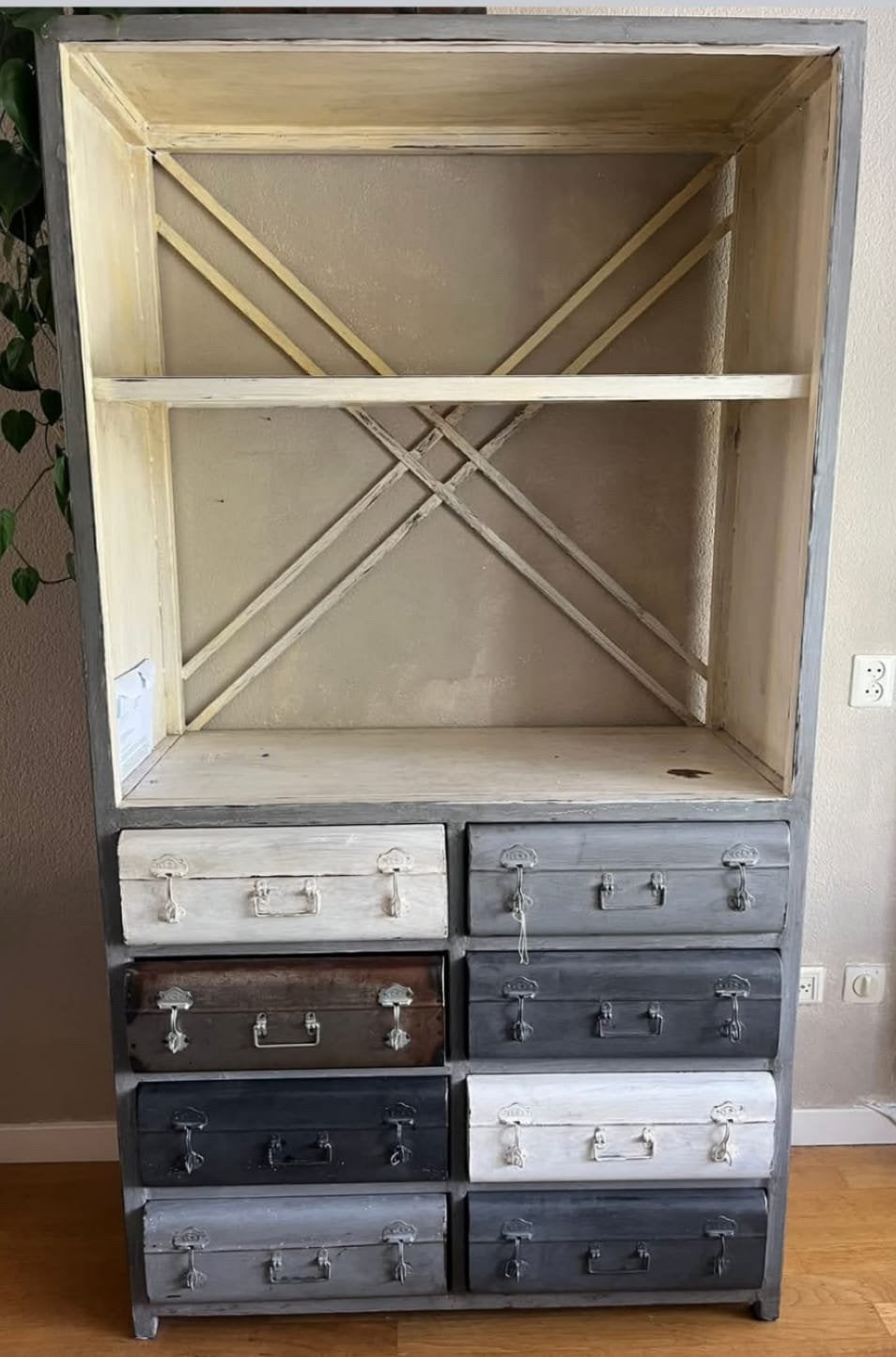 Metalen design wandkast, Huis en Inrichting, Kasten | Wandmeubels, Ophalen, Gebruikt