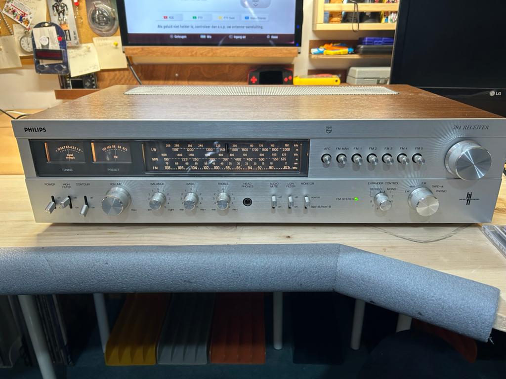 Philips 294 Receiver - Vintage Hifi met lichte fineerschade, Gebruikt, Ophalen, Overige merken, Minder dan 60 watt