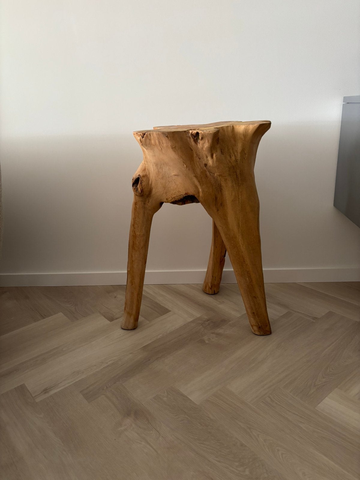 Unieke teak houten plantentafel - 80 cm hoog, Ophalen, Zo goed als nieuw, Landelijk of modern, 75 cm of meer