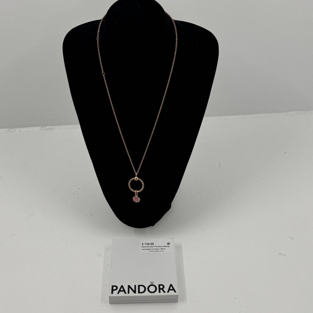 Rose Gouden Pandora Ketting met bedel | In doos | 60cm, Dordrecht@usedproducts.nl, Toulonselaan 72, Ophalen of Verzenden, Zo goed als nieuw