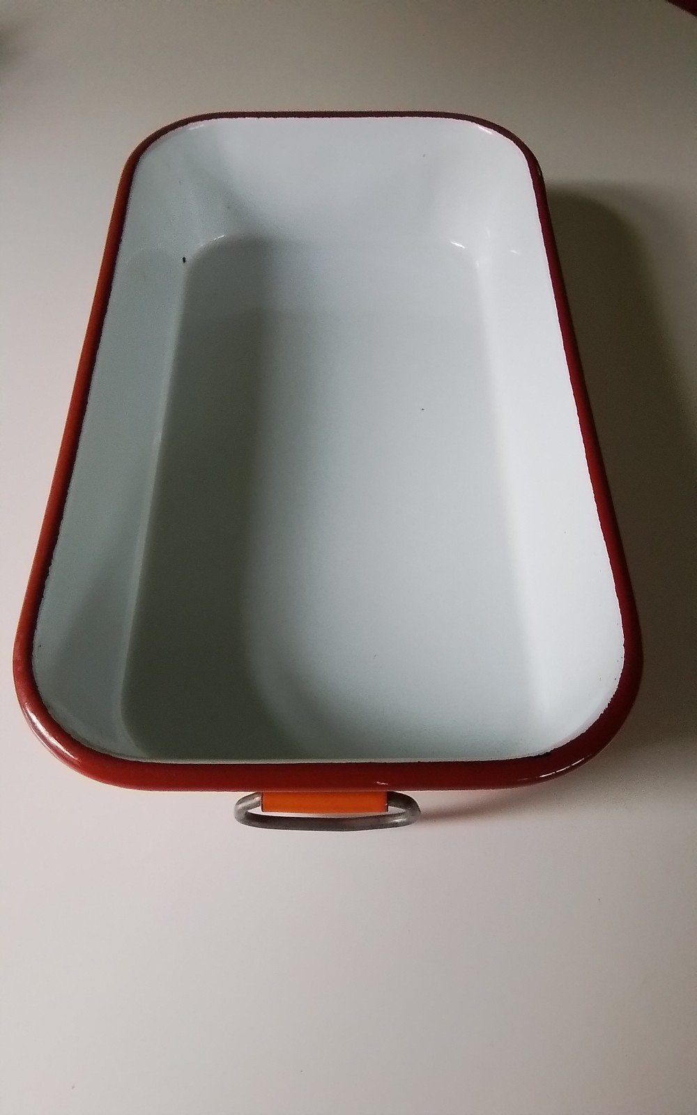 💐VINTAGE EMAILLE BRAADSLEE ORANJE-WIT, Antiek en Kunst, Ophalen of Verzenden
