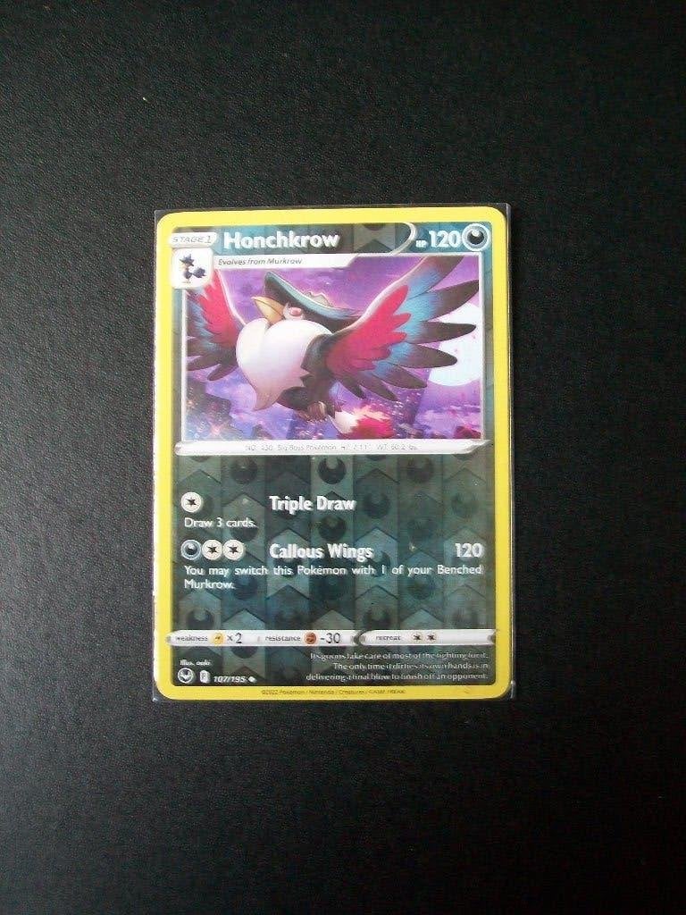 4561: Nieuwe Pokemon Kaart holofoil HONCHKROW hp 120 107/195, Verzenden, Nieuw, Losse kaart, Foil