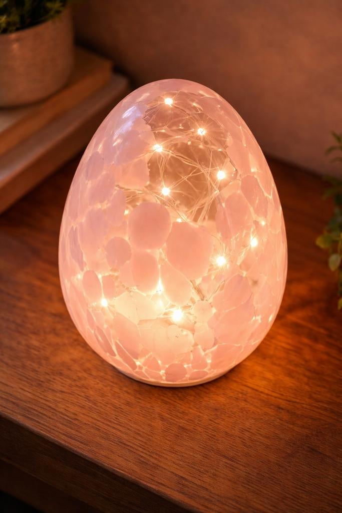 Roze glazen ei lamp, Huis en Inrichting, Ophalen of Verzenden