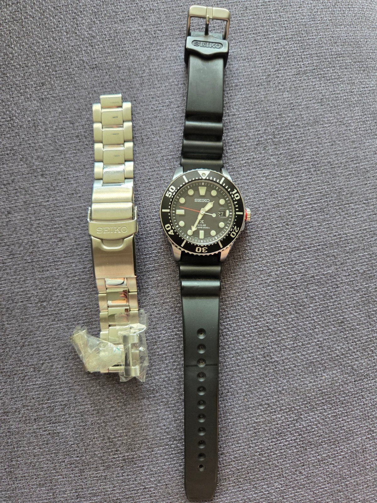 Seiko Prospex Solar Diver 200m (SNE437P1) – Complete set, Ophalen of Verzenden, Staal, Seiko, 1960 of later