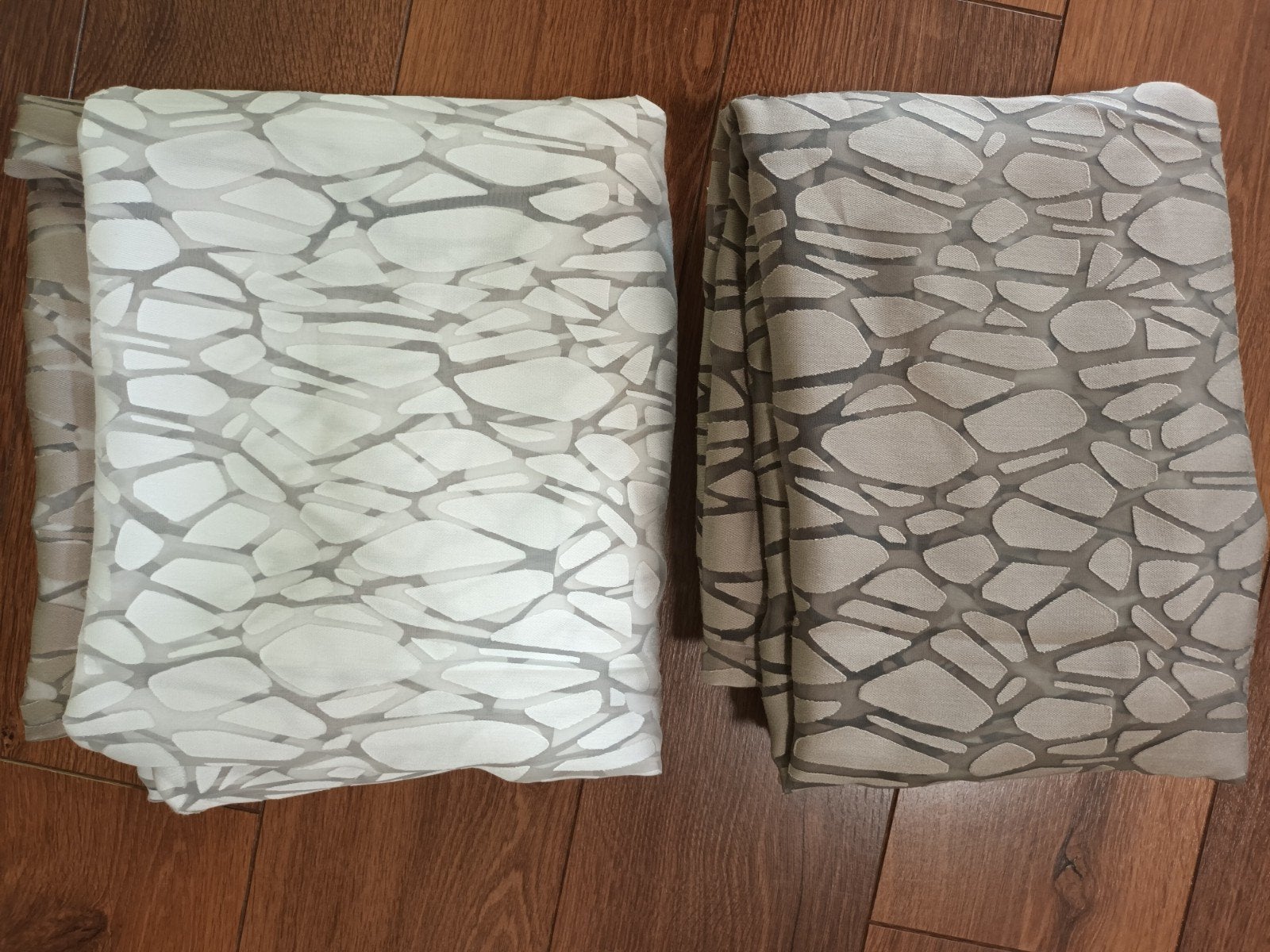 Gordijnstof JAB Anstoetz Ashley wit beige 2x 110x210 70x110, Huis en Inrichting, Stoffering | Gordijnen en Lamellen, Gebruikt