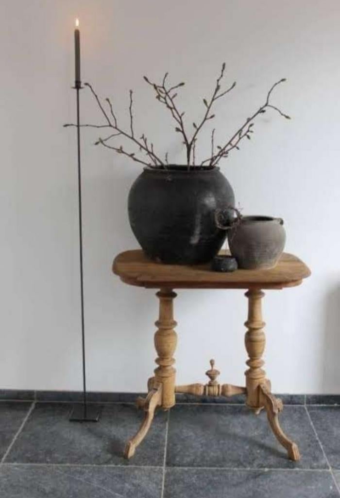 Antieke bijzettafel / massief hout / vintage, Ophalen of Verzenden, Rechthoekig, 60 cm of meer