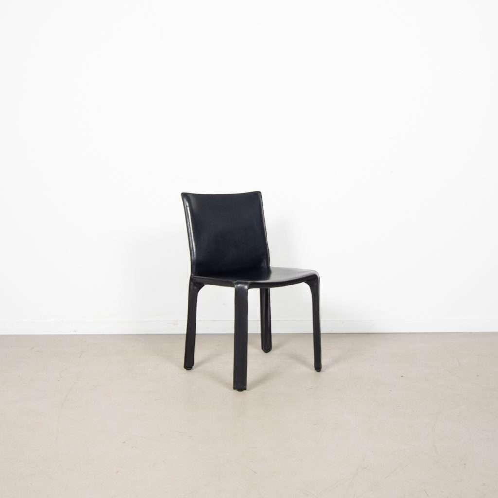 4x Cassina Cab 412 Stoel Zwart Leer, Niet ingevuld, Zwart, Niet ingevuld, Leer