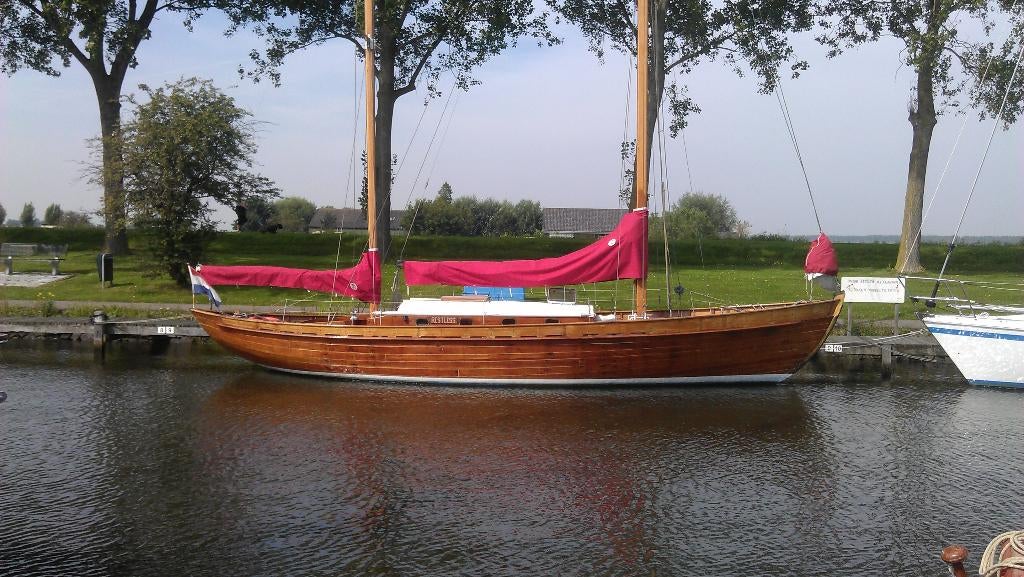 Klassiek teakhouten zeiljacht lengte 11.40 meter, Ophalen, Gebruikt, Binnenboordmotor, Diesel