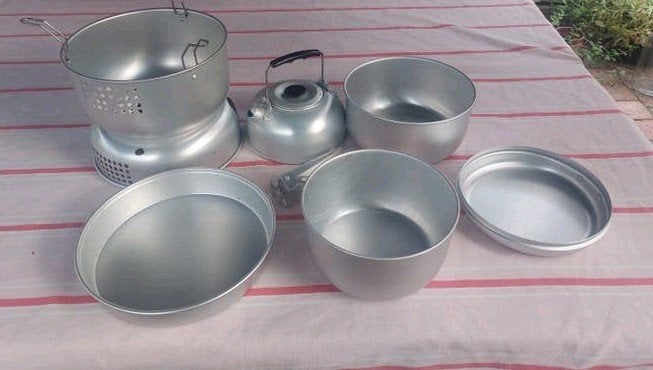 Complete Aluminium Stormkookset / Campingset met Ketel(ZGAN, ., Ophalen of Verzenden, Zo goed als nieuw, .