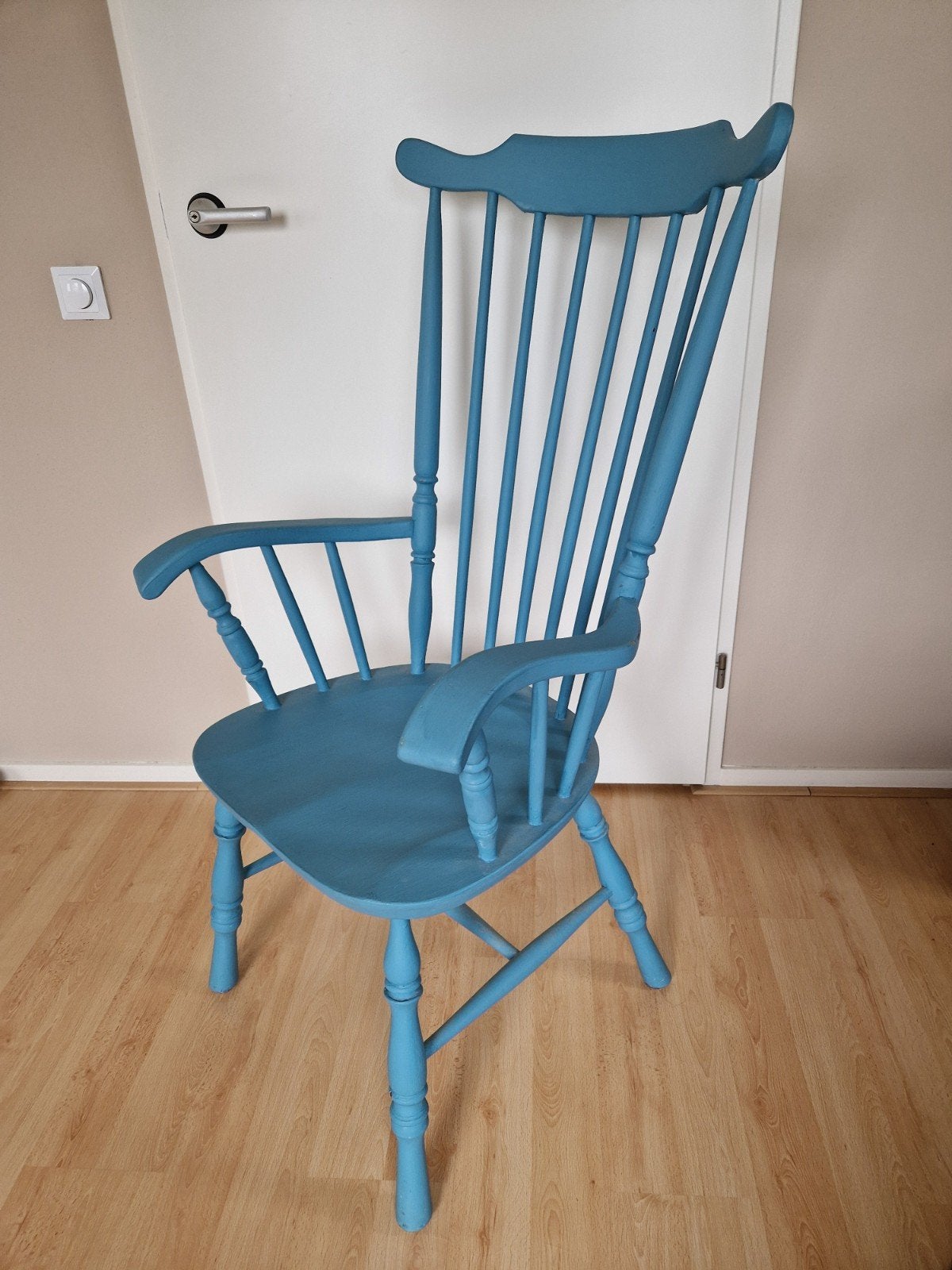Vintage Windsor stoel in blauw, Ophalen, Gebruikt, Blauw, Vintage, Klassiek, Windsor