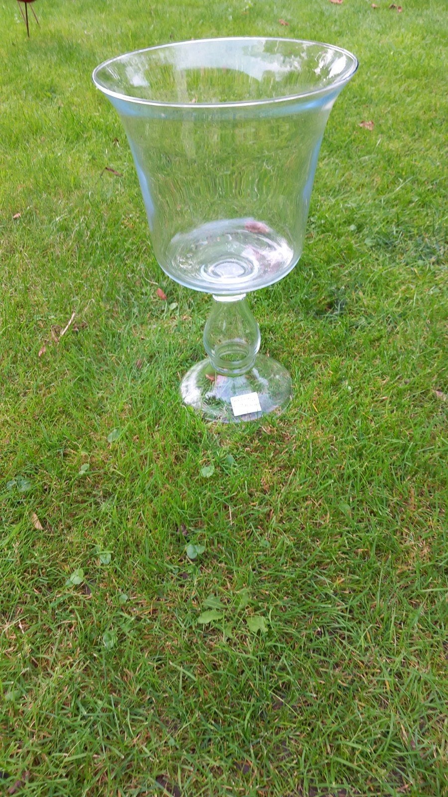 Glazen vaas op voet - 40 cm hoog, 25 cm diameter, Ophalen, Gebruikt, Op voet, Transparant