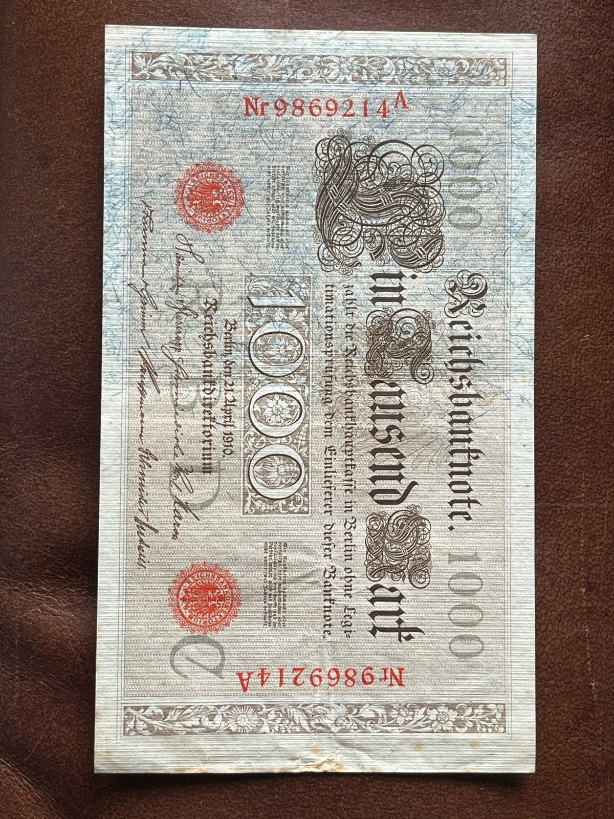 Historisch 1000 Reichsbanknote uit 1910 - Duitsland, Ophalen of Verzenden, Overige landen, Los biljet