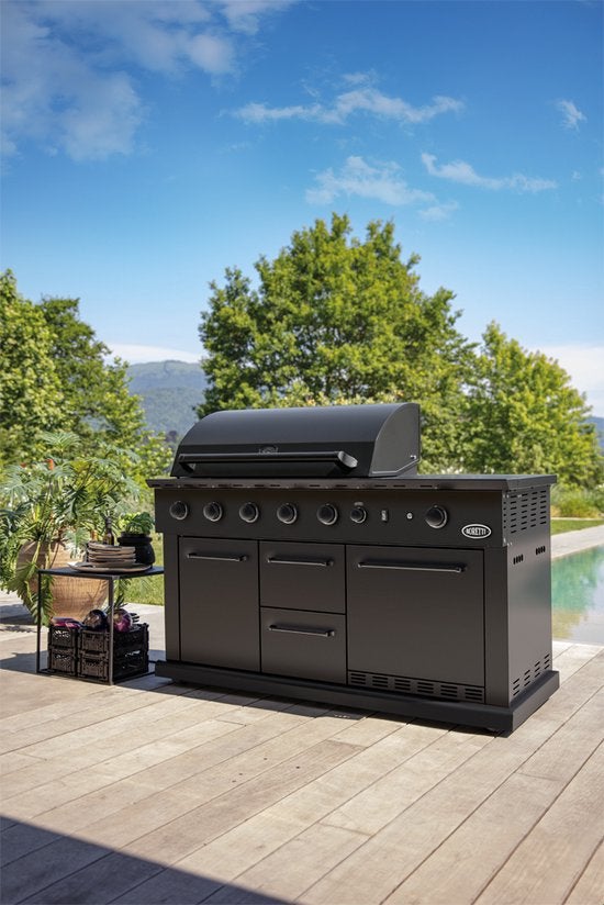 Boretti Luciano Nero buitenkeuken zwart incl. hoes, Tuin en Terras, Ophalen of Verzenden, Nieuw, Gas, Vrijstaand