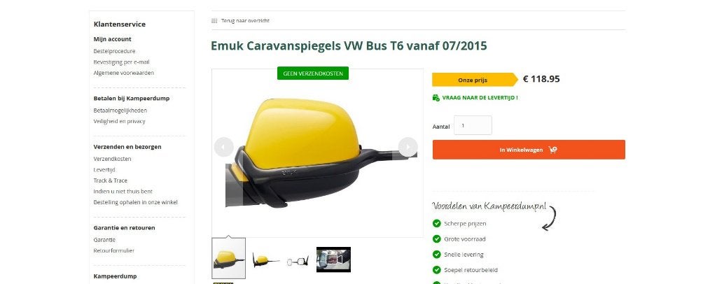 Emuk Caravan Spiegels VW Bus T6 vanaf 07/2015, Ophalen, Gebruikt, Volkswagen