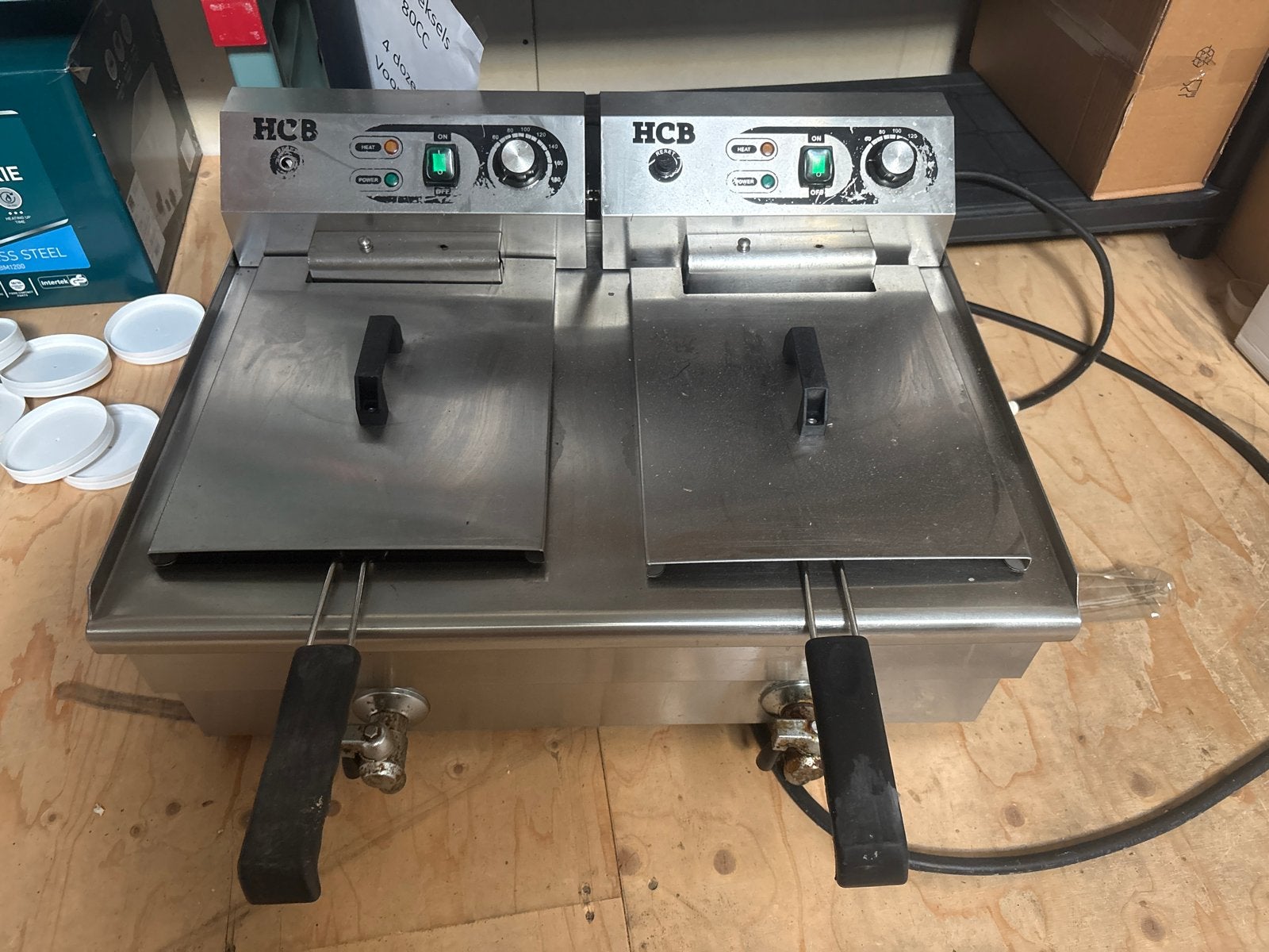 HCB Duo-friteuse - Professionele dubbele frituurpan, 4 liter of meer, Ophalen, Gebruikt, Duo-friteuse