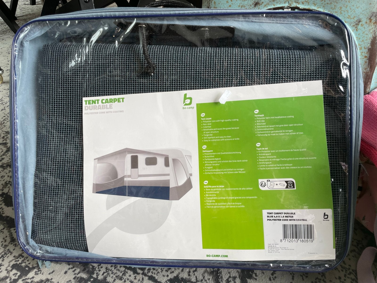 Bo-Camp Tenttapijt Duurzaam Blauw 4.0 x 2.5 Meter, Ophalen of Verzenden, Nieuw
