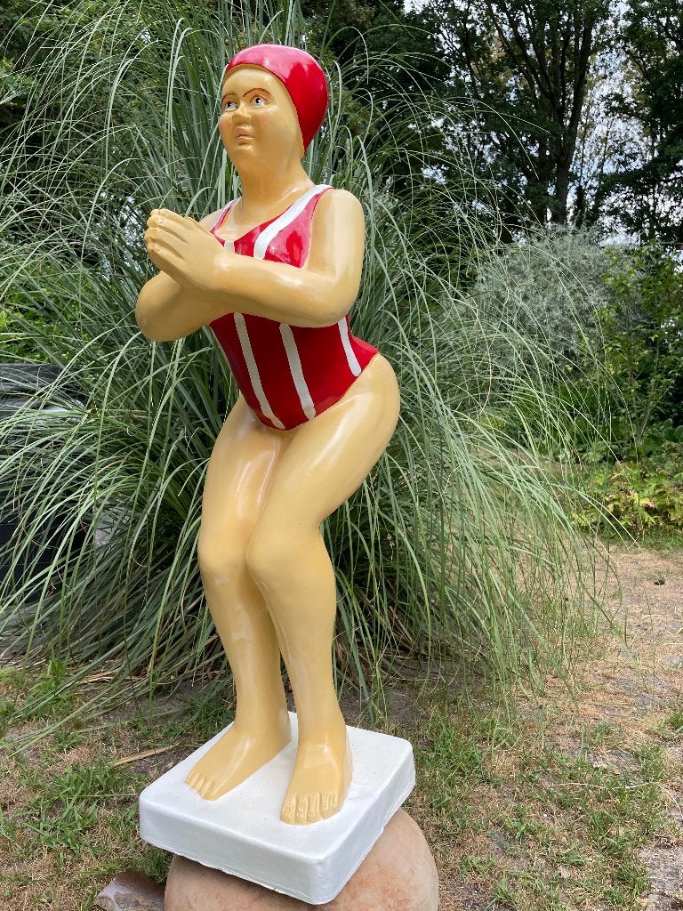 Duikende dame jacuzzi tuin, zwembad, vijver 115cm, Ophalen, Nieuw, Kunststof, Mensenbeeld