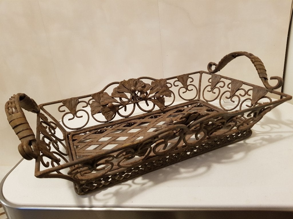 Brocante Schaal Metaal, Gebruikt, Schaal, Gevlochten, Ophalen of Verzenden