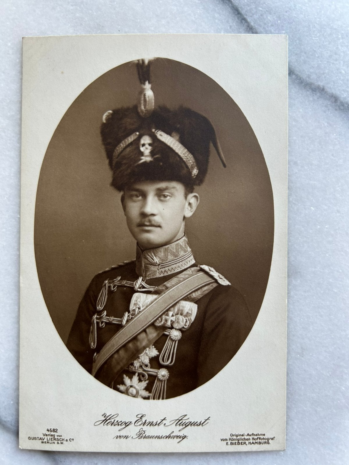 Wo1: ak adel Huzaar totenkopf Braunschweig herzog August, Verzamelen, Ophalen of Verzenden, Landmacht, Nederland, Foto of Poster