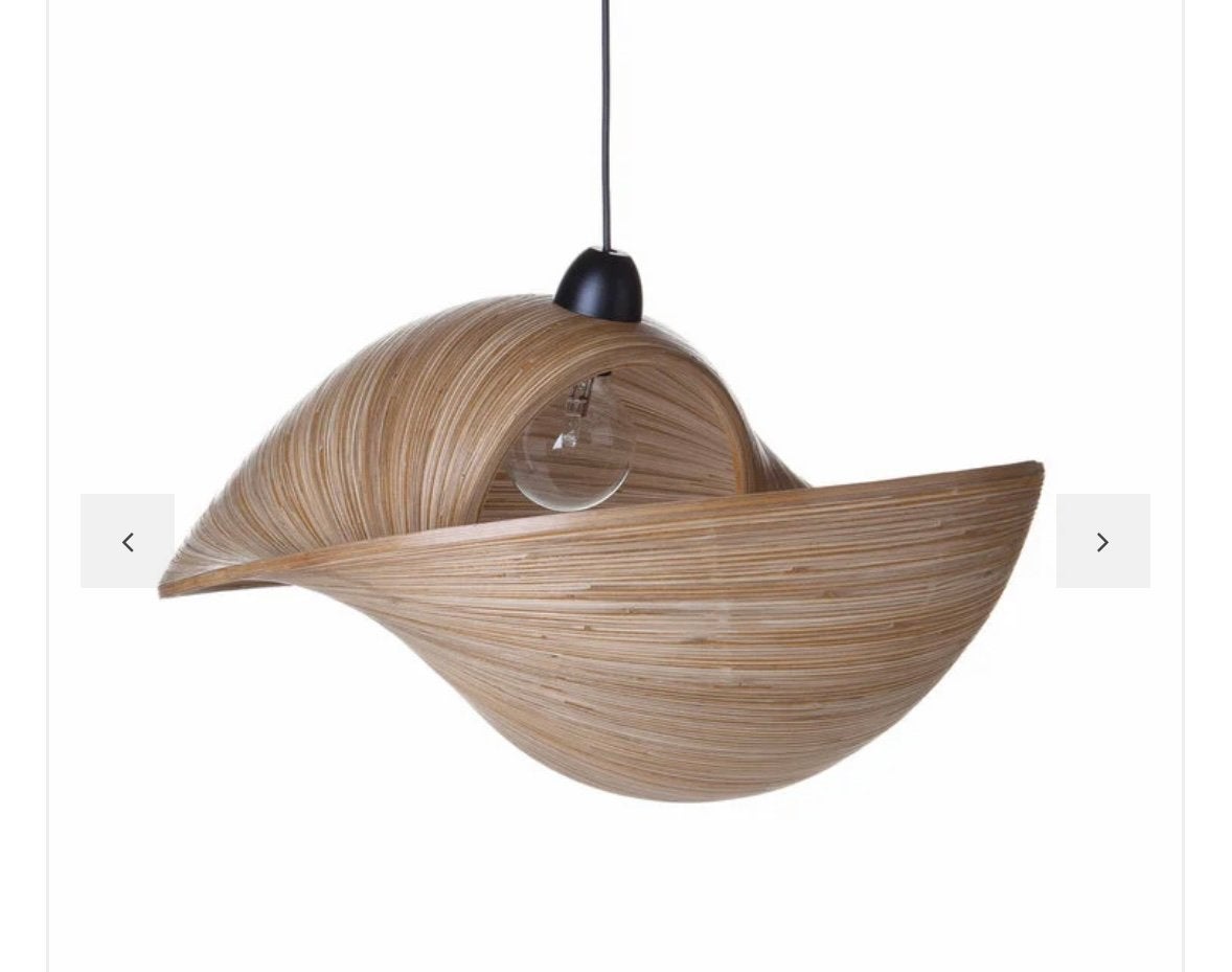 2x Bamboo Shell 50cm Design lampenkappen, Ophalen, Rond, Nieuw, Warm natuurlijk hout