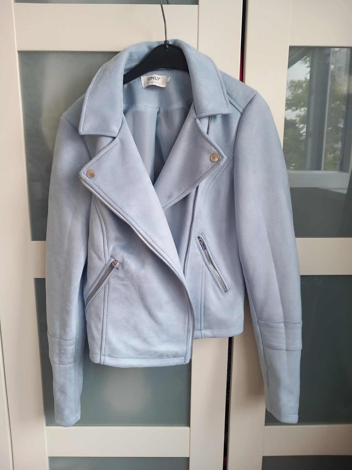 ONLY suède look bikerjack - lichtblauw, Blauw, Nieuw, Ophalen of Verzenden, ONLY