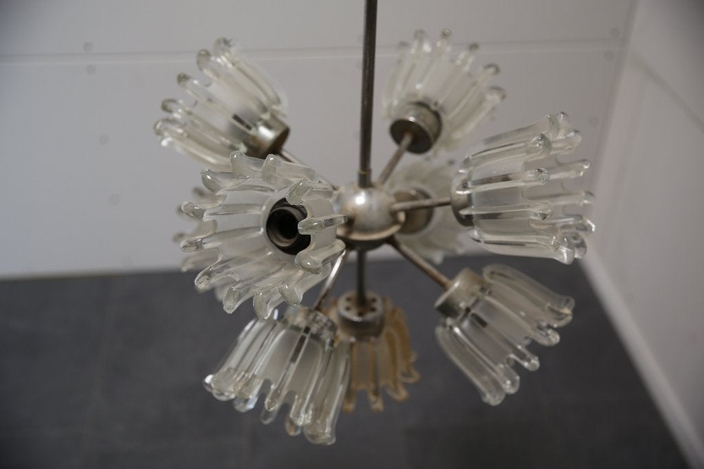 Tulip 9 Sputnik Lamp, Space age, Hollywood Regency, Ophalen, Gebruikt, Glas, Mid-Century Modern, Space Age, Hollywood Regency