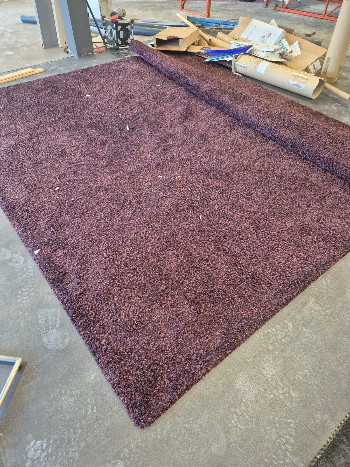 Groot paars vloerkleed - Mega shaggy tapijt, Ophalen, Shaggy, Gebruikt, Paars