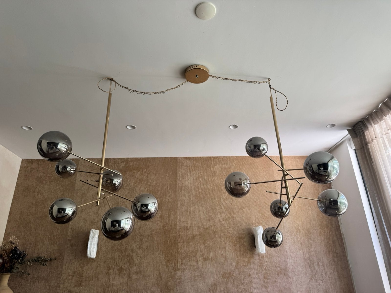 Lucide Alara hanglamp Goud - incl. 2 reserve bollen, Ophalen, Zo goed als nieuw, Glas
