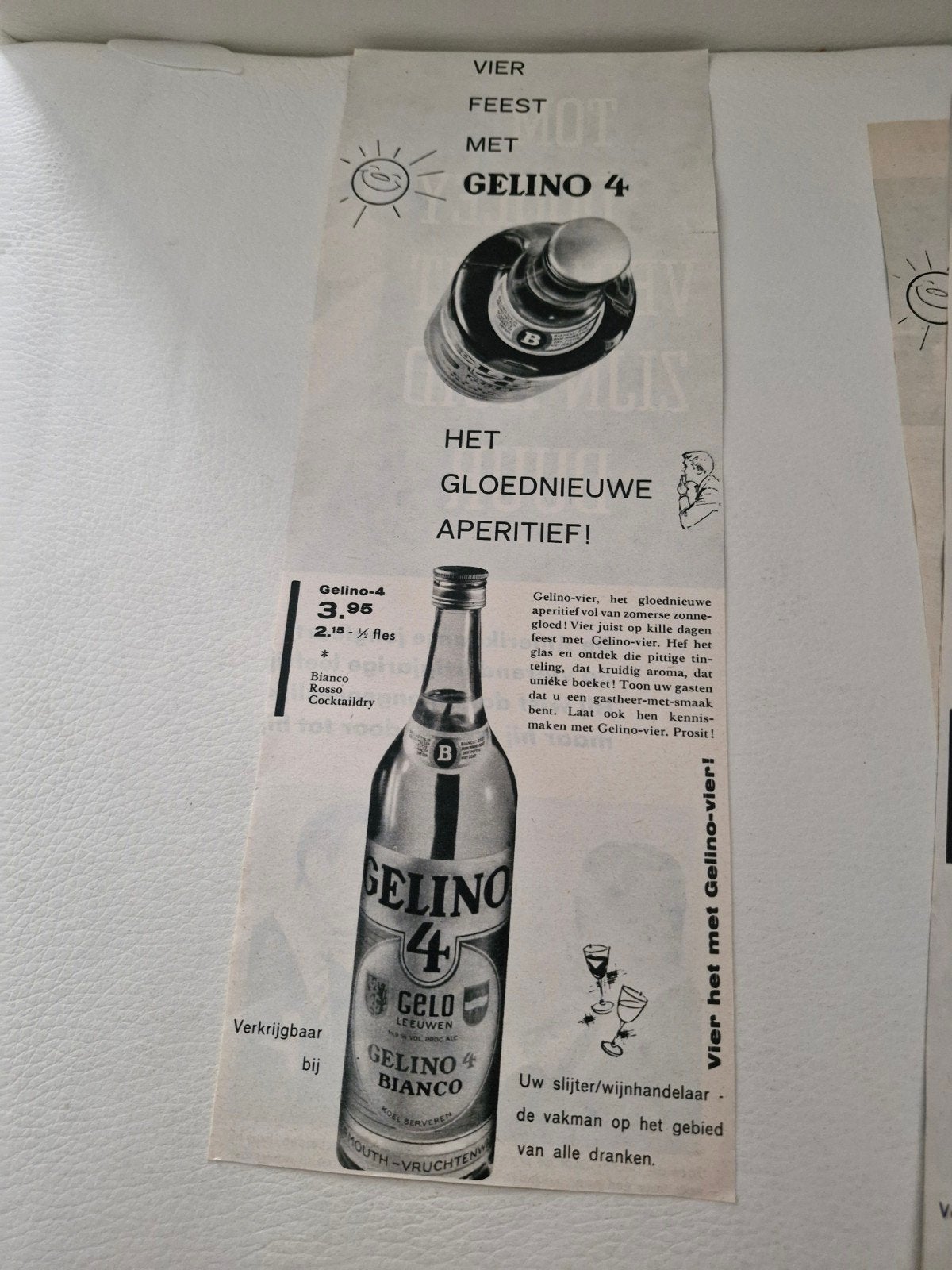 8 Verschillende Advertenties - Gelino, Locomotief, Ranja, Verzamelen, Ophalen of Verzenden, 1940 tot 1960, Nederland, Knipsel(s)
