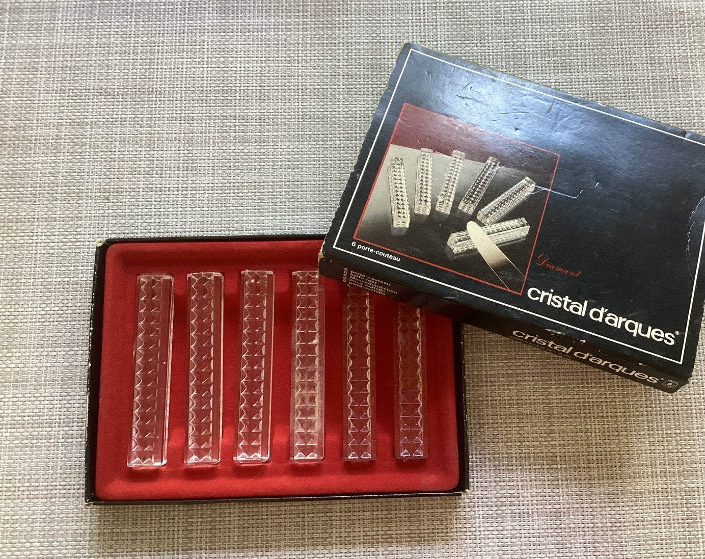 Set van 6 kristallen vintage messenleggers- Cristal d'Arques, Antiek en Kunst, Ophalen of Verzenden