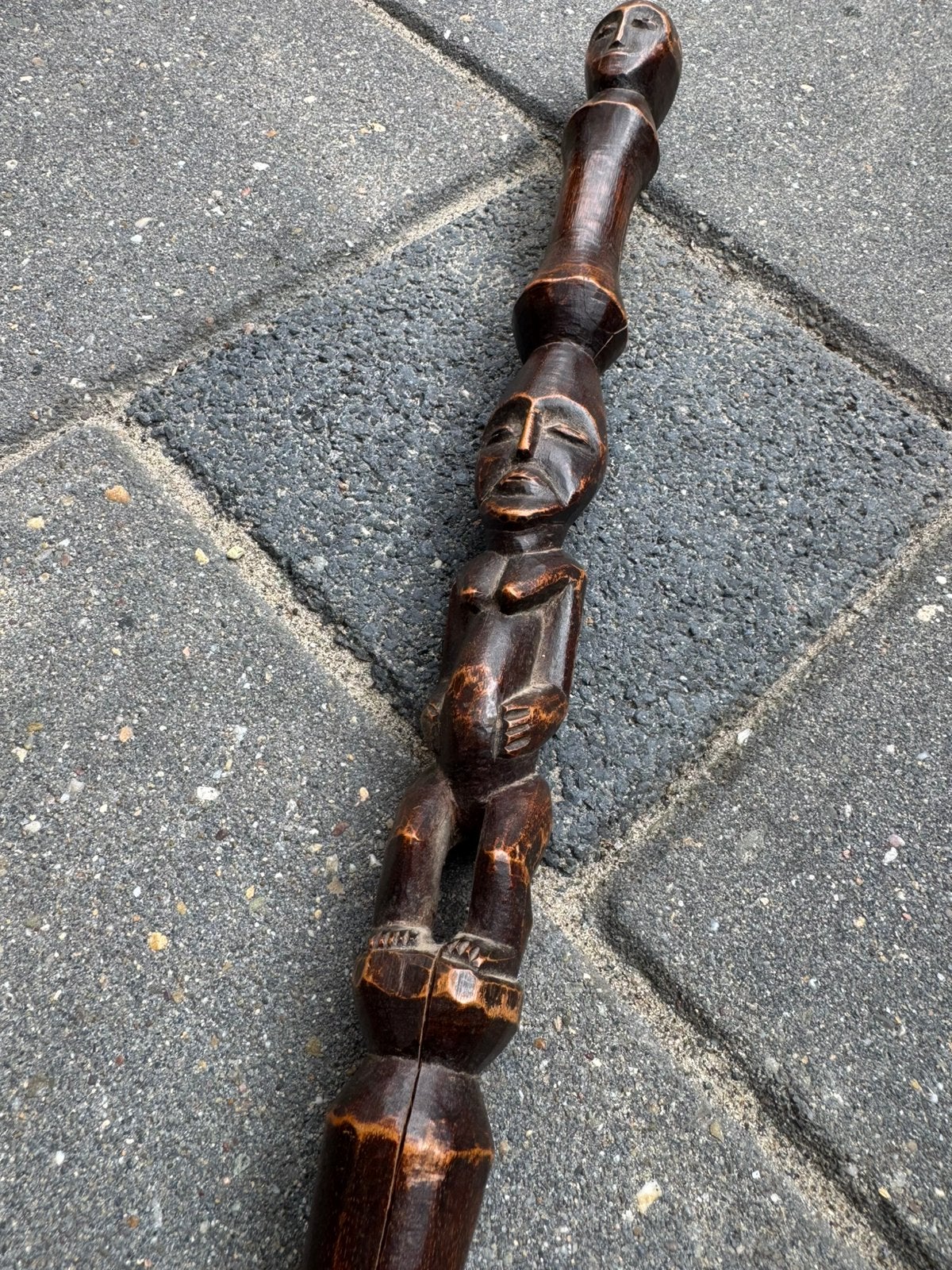 Oude staf / speer afrika houtsnijwerk afrikaans, Ophalen of Verzenden