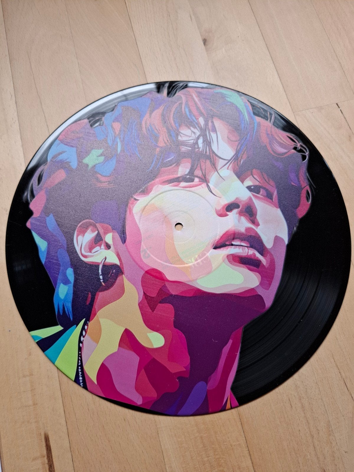 K-pop BTS, Uniek kunstwerk op vinyl - Gesigneerd met certifi, Kunststof, Ophalen of Verzenden, Gemengde techniek, Muziek