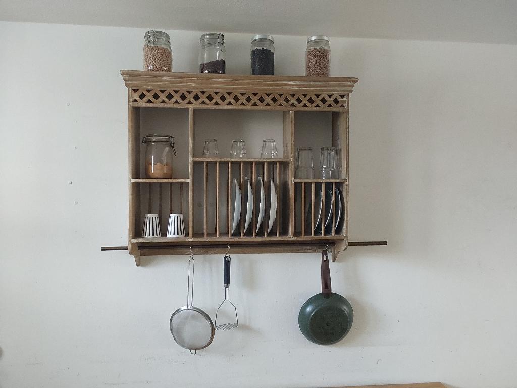 Houten bordenrek / keukenrek, Ophalen, Hout, Gebruikt, Landelijk