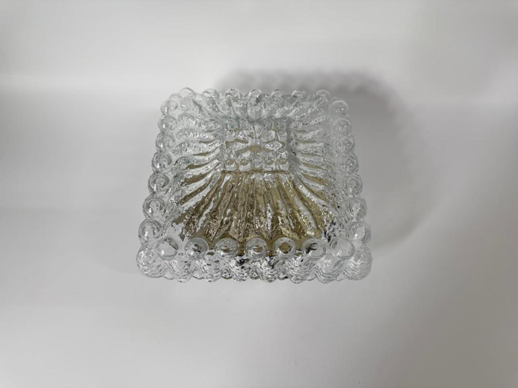 Mid century helder plafondlamp vierkant strak en sierlijk, Huis en Inrichting, Ophalen of Verzenden, Zo goed als nieuw, Glas, Mid Century