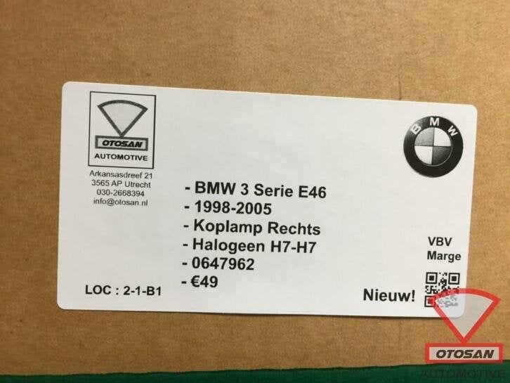 bmw 3 serie e46 1998 2002 koplamp rechts h7 h7 nieuw! 064796, Auto-onderdelen, Petuelring 130
80788  Munich, DE, Info@bmw.de, Nieuw