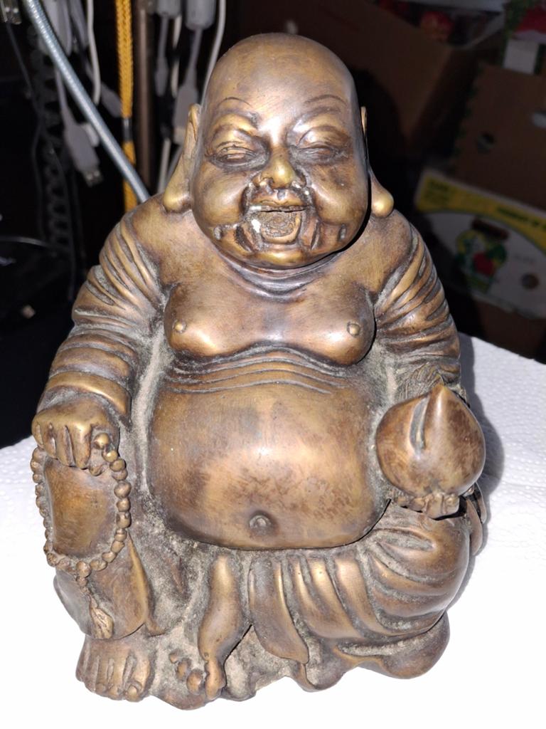 Bronzen happy boeddha, Ophalen of Verzenden