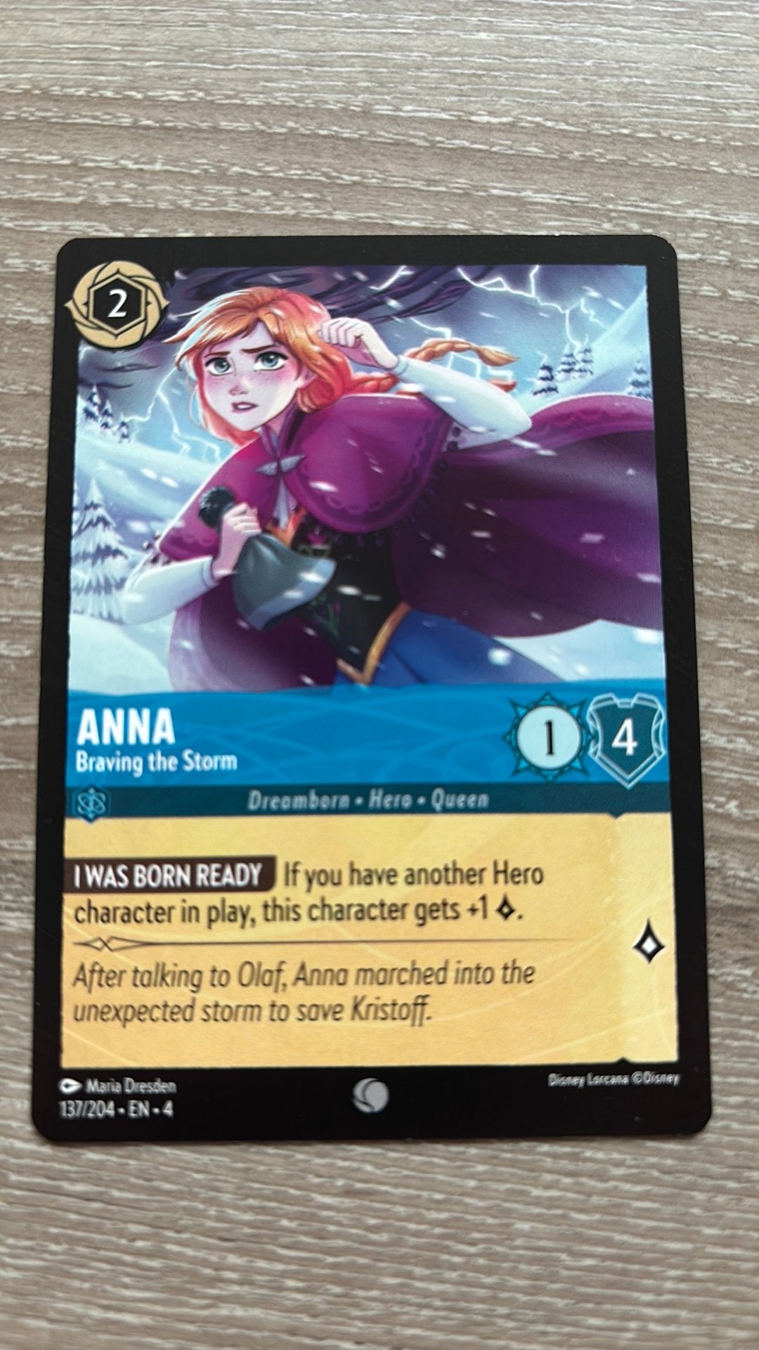 Disney Lorcana Anna braving storm 137-204 4URS nonfoil, Ophalen of Verzenden, Zo goed als nieuw