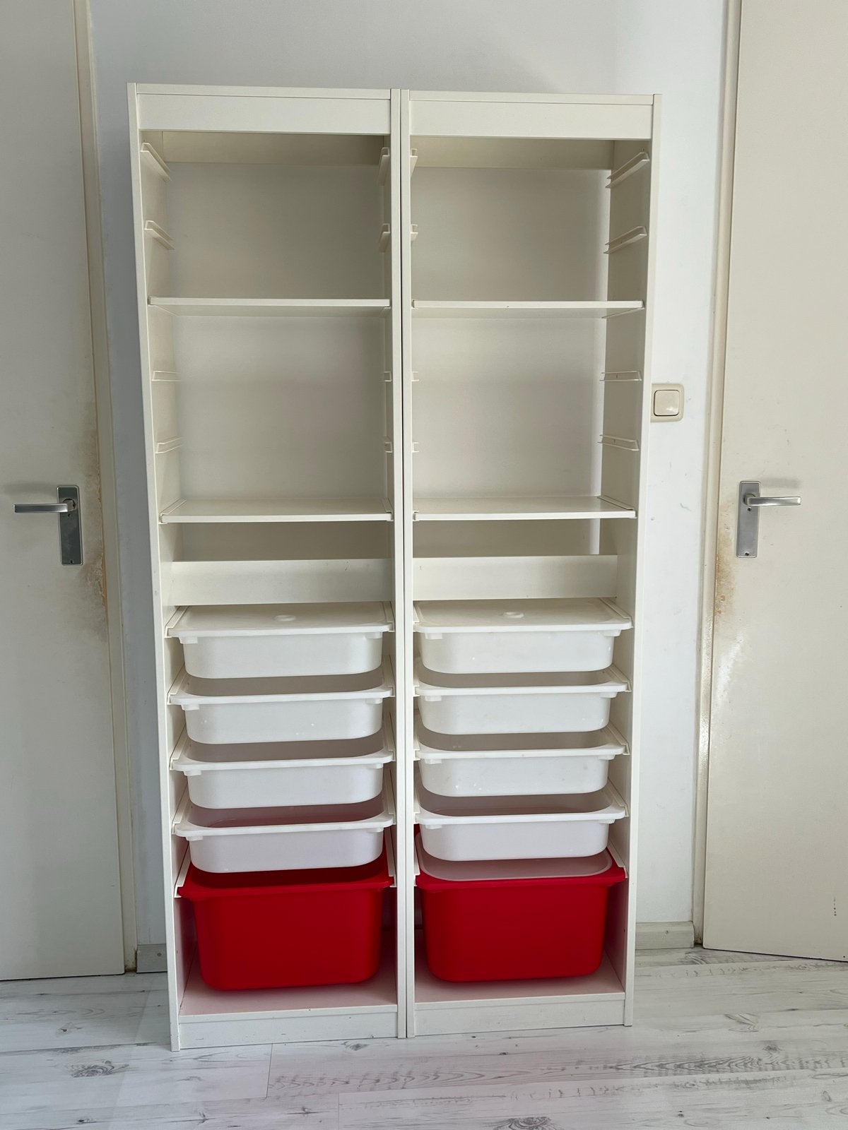 Twee IKEA TROFAST opbergkasten (hoog, wit): bxdxh 46x30x179, Huis en Inrichting, Ophalen, Gebruikt