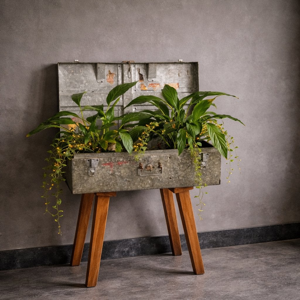 Vintage tafel, bijzettafel koffer, vintage meubel., Ophalen