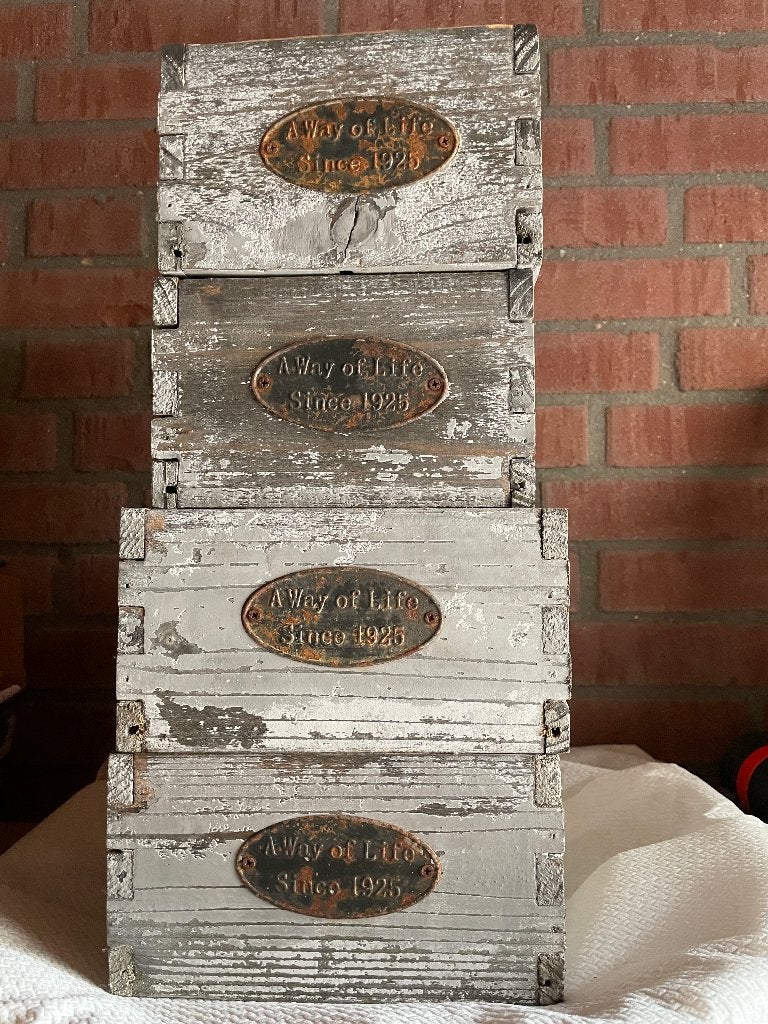 4x vintage grijs houten krat op natuurlijke manier verweerd, Ophalen