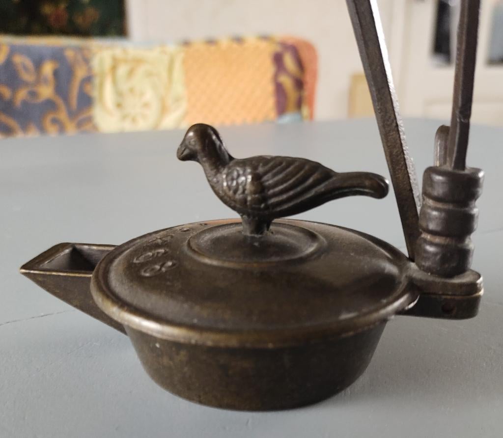 Oud Bronzen Olielampje, gebruikt in mijnen, Antiek en Kunst, Antiek | Koper en Brons, Ophalen of Verzenden, Brons