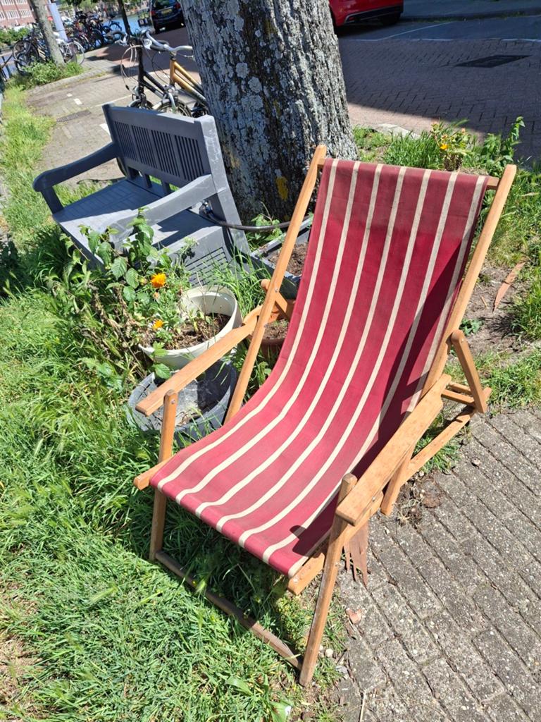 Vintage strandstoel, Ophalen, Hout