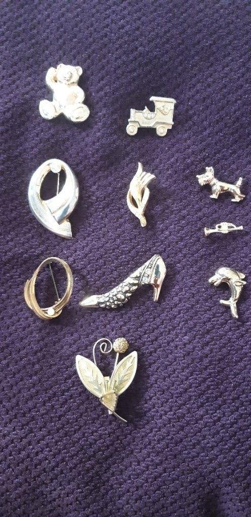 Diverse Broches Collectie - Zilverkleurig en Goudkleurig, Overige materialen, 4 tot 7 cm, Gebruikt, Overige kleuren