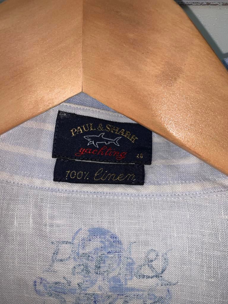 Paul & Shark 100% Linnen Overhemd ZGAN maat 40, Kleding | Heren, Ophalen of Verzenden, Zo goed als nieuw, Blauw, Halswijdte 39/40 (M)
