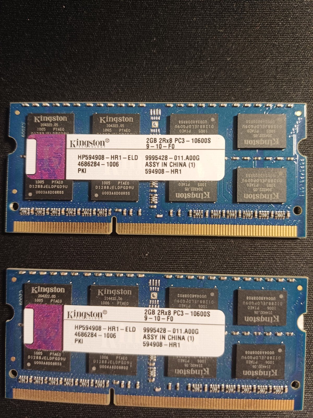 Kingston 2x 2GB DDR3 RAM Geheugen voor Laptop (PC3-10600S), Computers en Software, RAM geheugen, Gebruikt, DDR3, Ophalen of Verzenden